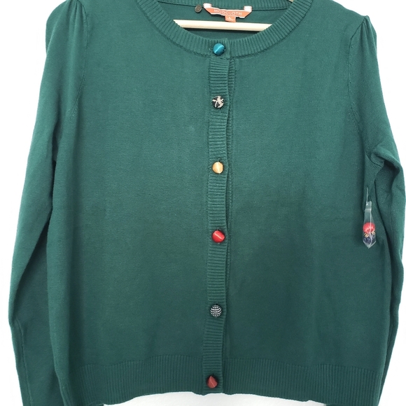 Modcloth rare green cardigan Size L diff buttons - Picture 2 of 7